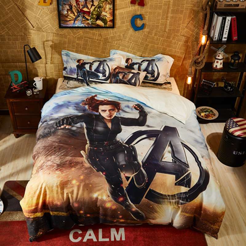The Avengers Black Widow Comforter Set, Marvel Queen Size Bedding