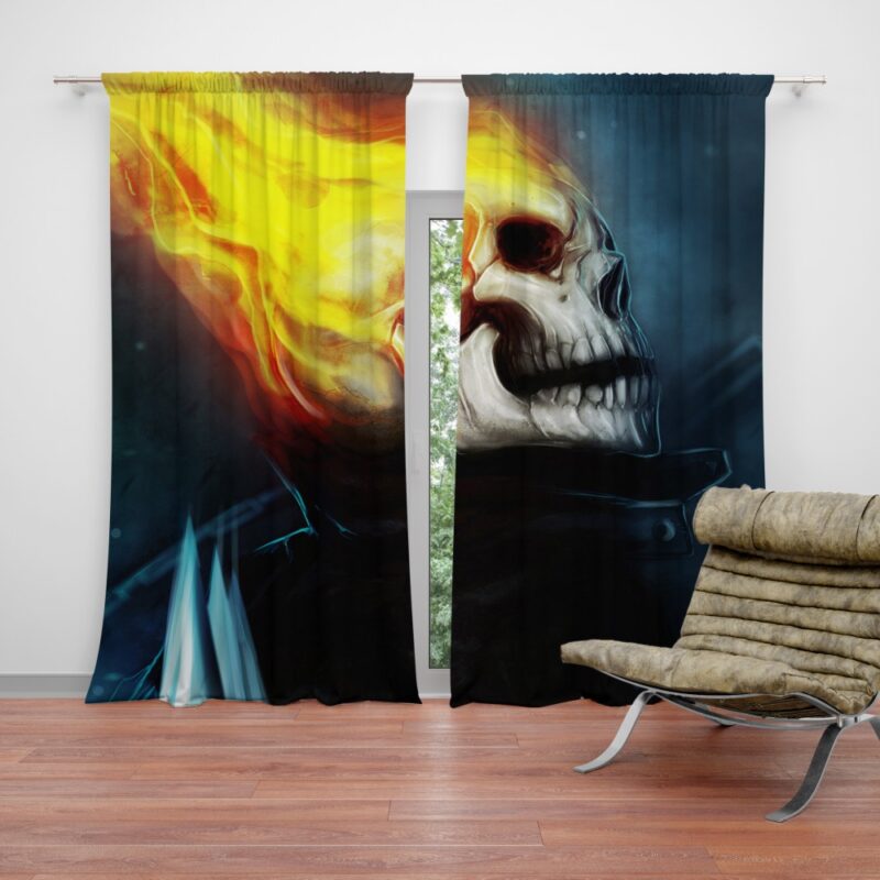 Ghost Rider Marvel Comics Skull Fantasy Artwork Curtain