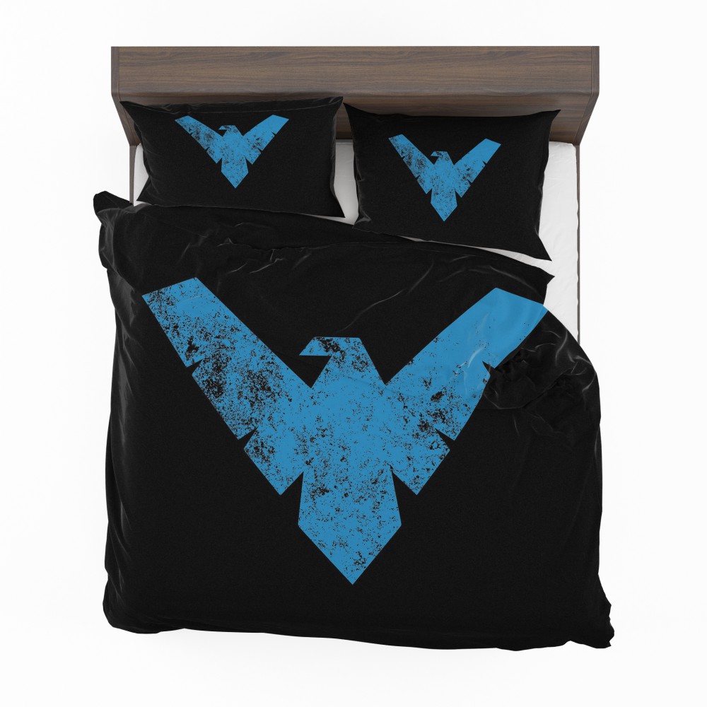 Nightwing Logo Print Teen Boys Comforter Set Super Heroes Bedding