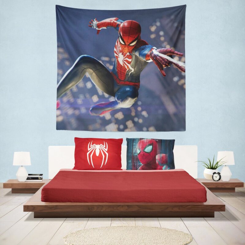 Spider Man PS4 Gameplay Hanging Wall Tapestry
