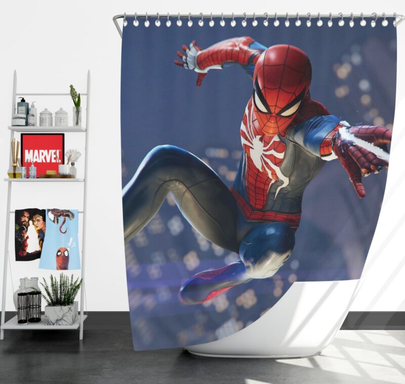 Spider Man PS4 Gameplay Shower Curtain