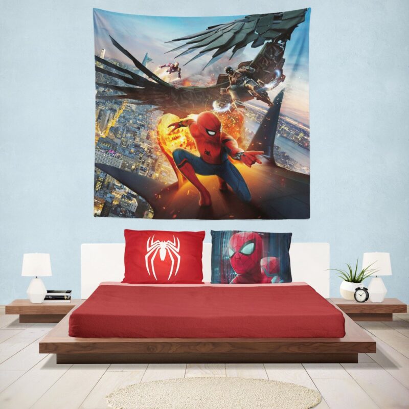 Spider-Man Vulture and Iron Man Hanging Wall Tapestry
