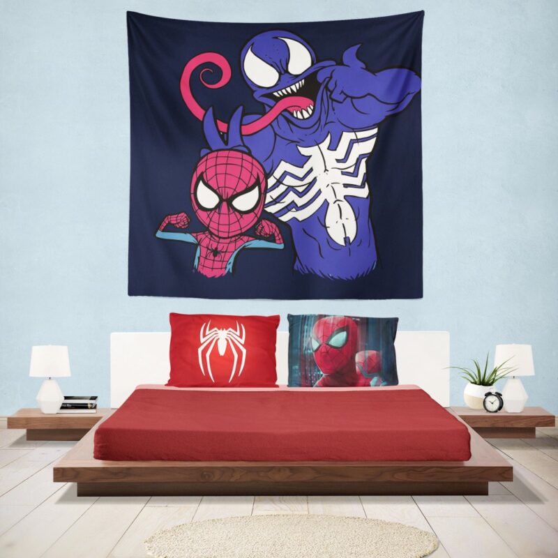 Spider-Man and Venom Artwork Print Hanging Wall Tapestry