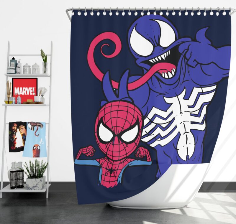 Spider-Man and Venom Artwork Print Shower Curtain