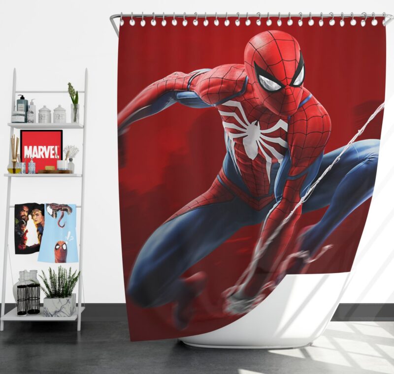 Spider-Man in Play Station 4 Video Game Shower Curtain