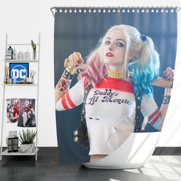 American Comic Harley Quinn Cosplay Shower Curtain