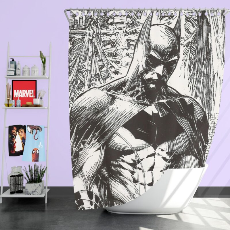 Batman Black & White Comic Art Shower Curtain