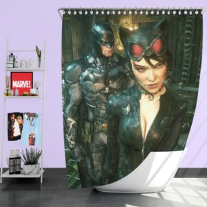 Batman and Catwoman Arkham Knight Shower Curtain