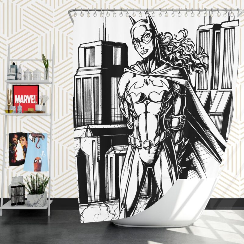 Batwoman Black & White Comic Art Shower Curtain