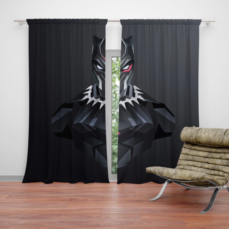 Black Panther Dark Black Artwork Curtain