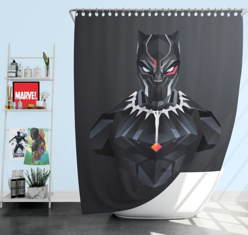 Black Panther Dark Black Artwork Shower Curtain