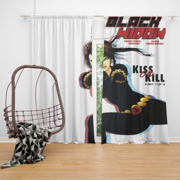 Black Widow Kiss Or Kill Marvel Comic Curtain
