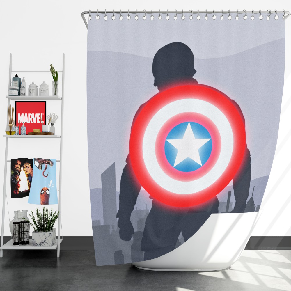 Marvel Civil War Captain America Bath Shower Curtain NWT 