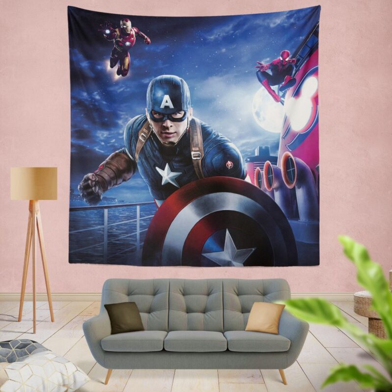 Captain America Iron Man Spider Man Wall Hanging Tapestry
