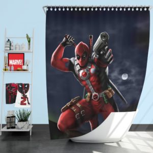 Deadpool Digital Paint Art Shower Curtain