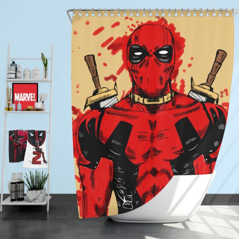 Deadpool Marvel Comic Art Shower Curtain