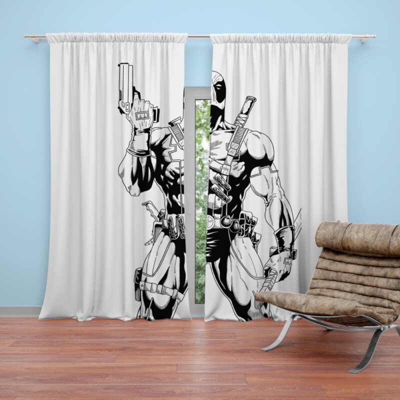 Deadpool's White X-Force Suit Stencil Art Curtain