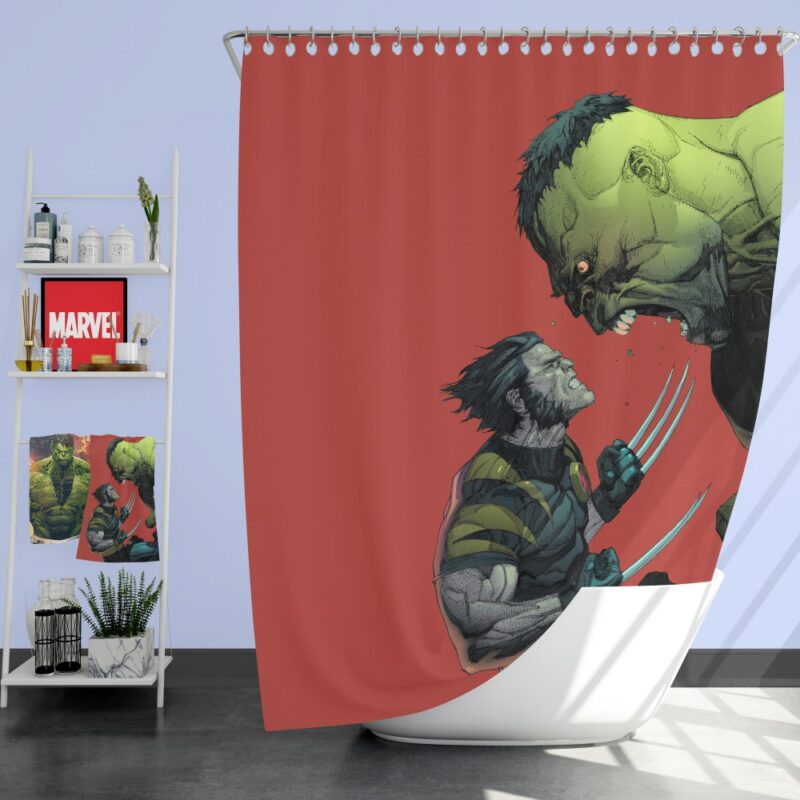 Hulk Vs Wolverine X-Men Comics Shower Curtain
