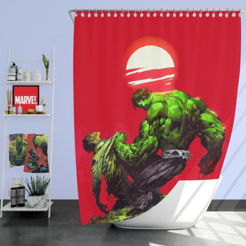 Hulk vs Bruce Banner Marvel Comics Shower Curtain
