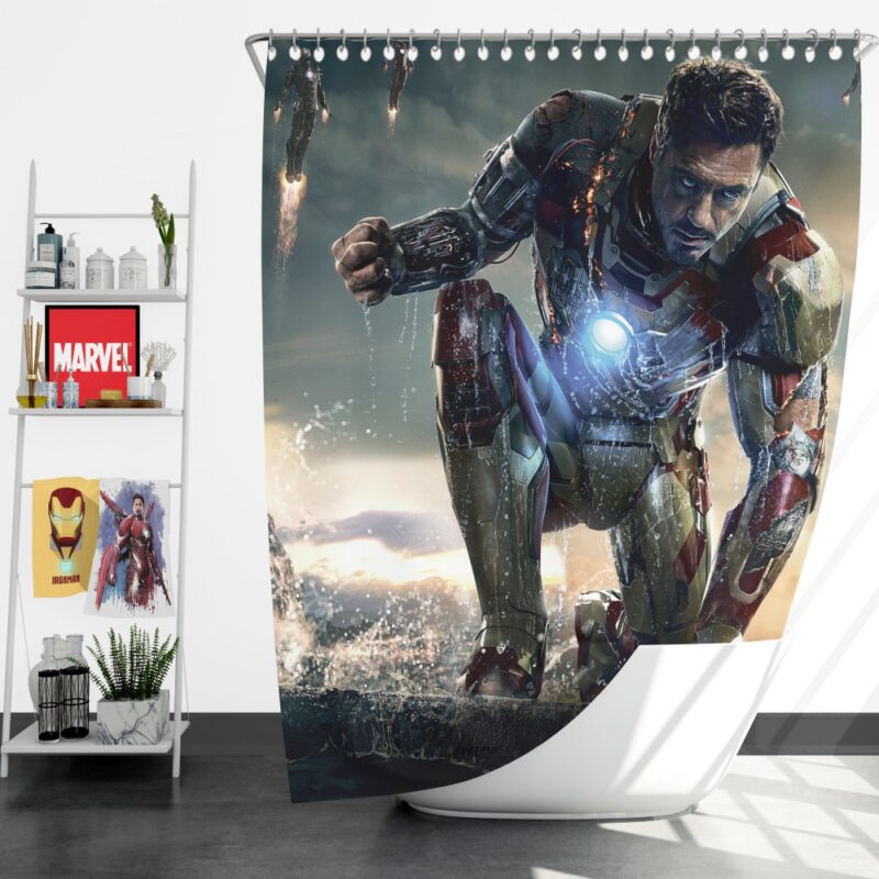Iron Man 3 Movie Tony Stark Shower Curtain