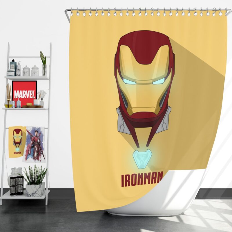 Iron Man Minimal Artwork Yellow Themed Shower Curtain