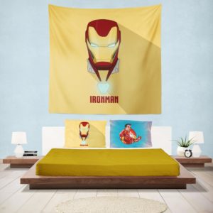 Iron Man Minimal Artwork Yellow Themed Wall Hanging Tapestry