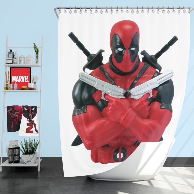 Marvel Bust Bank Deadpool Action Figures Shower Curtain