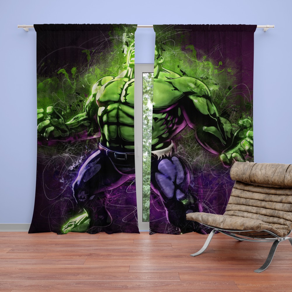 Fierce Hulk His Fist 3D Curtains Blockout Photo Printing Curtains Drape Fabric
