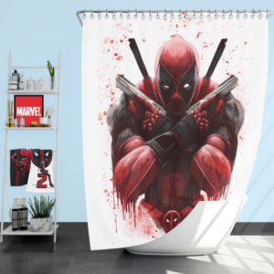 Marvel Comic Super Hero Deadpool Paint Art Shower Curtain