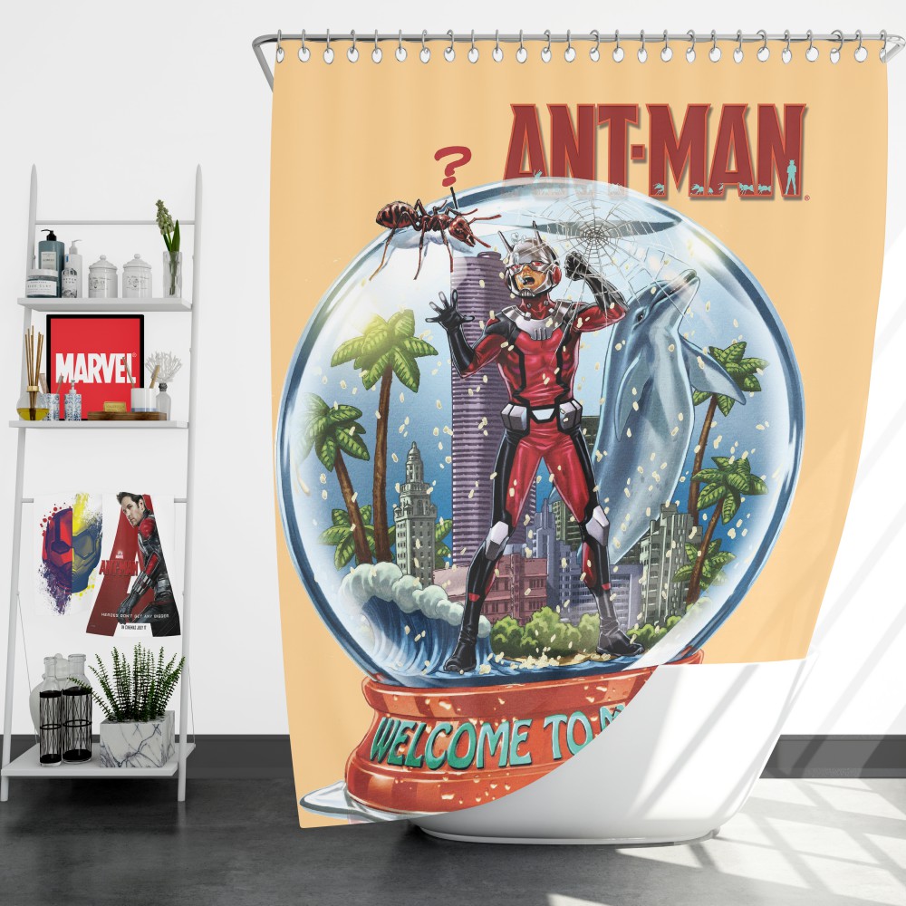 Marvel Comics AntMan In Snow Globe Shower Curtains