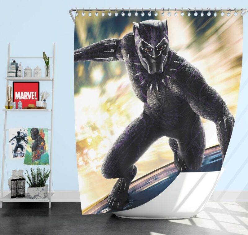 Marvel Comics Superhero Black Panther Print Shower Curtain