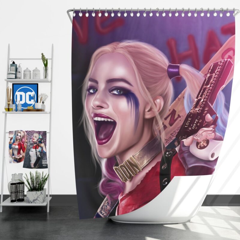 Suicide Squad Harley Quinn Margot Robbie Artistic Shower Curtain