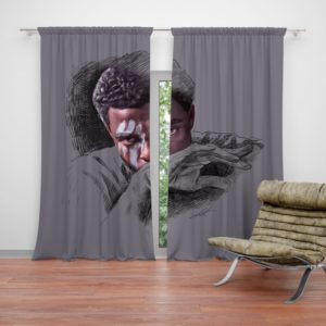 T'Challa Black Panther Minimal Artwork Print Curtain