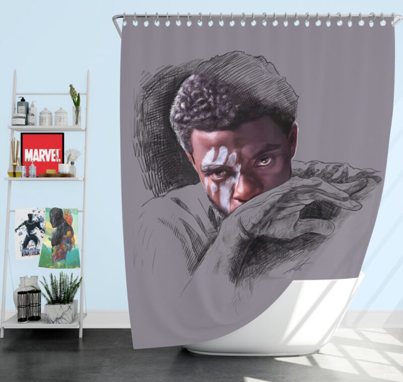 T'Challa Black Panther Minimal Artwork Print Shower Curtain