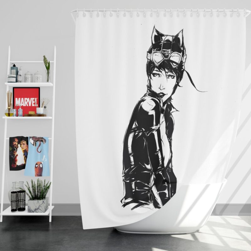 Catwoman Sketch Drawing Shower Curtain