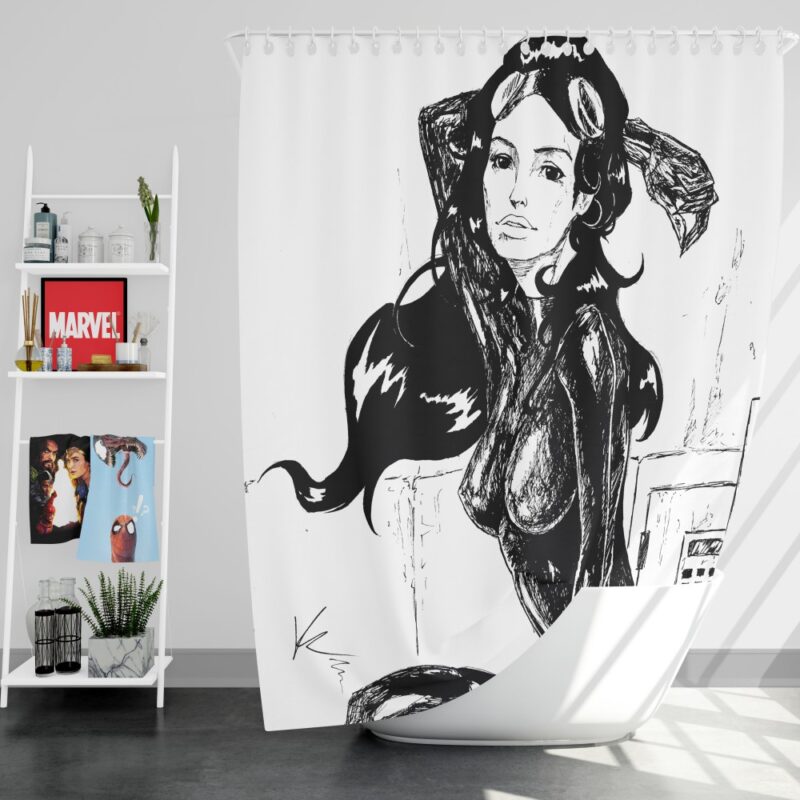DC Dark Knight Catwoman Black and White Shower Curtain