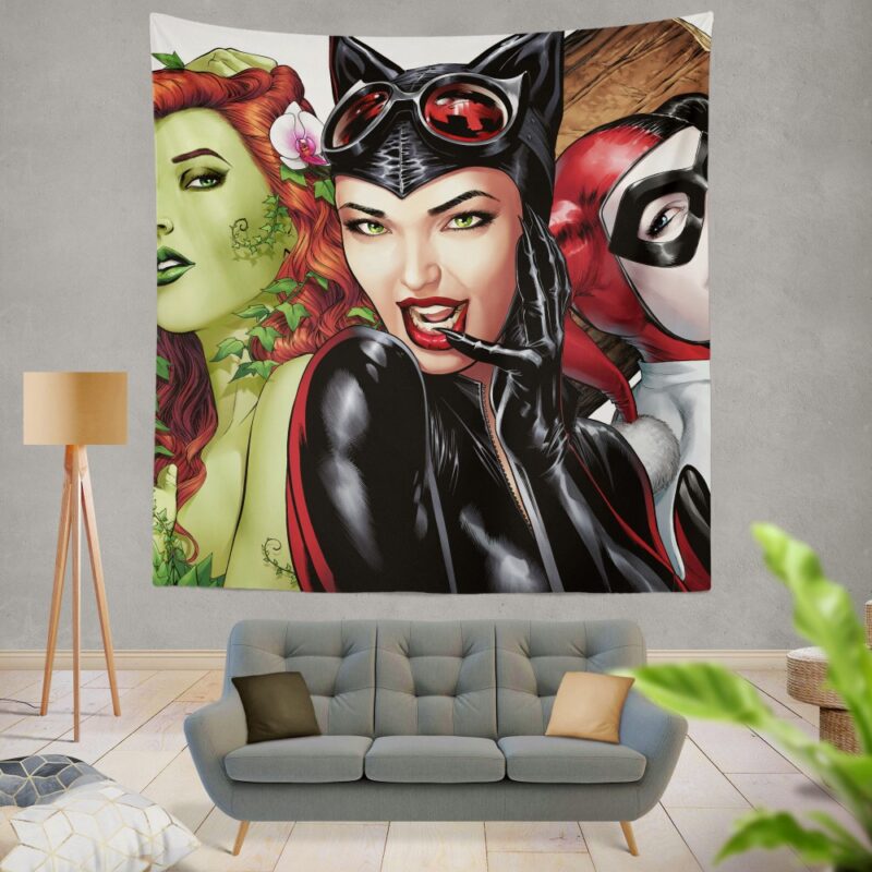 DC Gotham Harley Quinn Poison Ivy Catwoman Tapestry