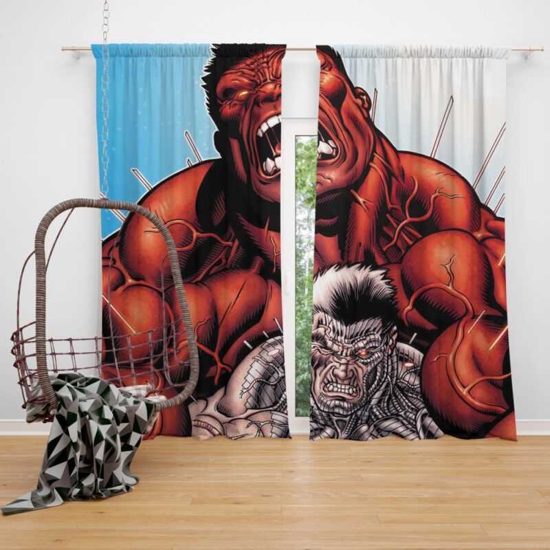 Avengers Red Hulk & Cable Marvel Comics Bedroom Window Curtain