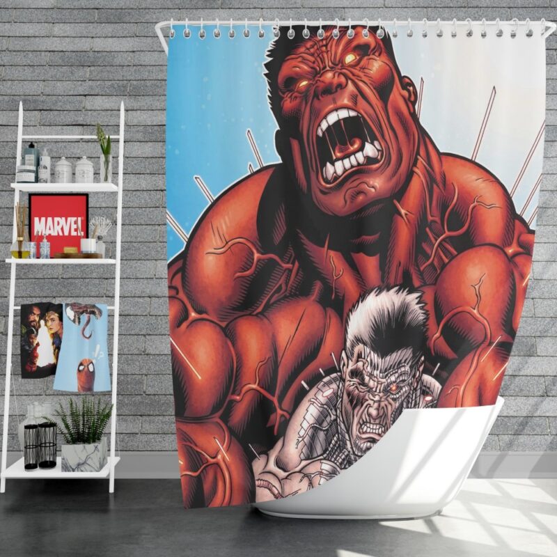 Avengers Red Hulk & Cable Marvel Comics Shower Curtain