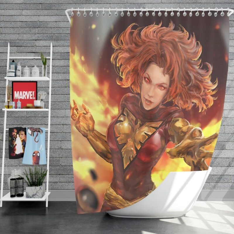 Jean Grey Comics X-Men Phoenix Marvel Dark Shower Curtain