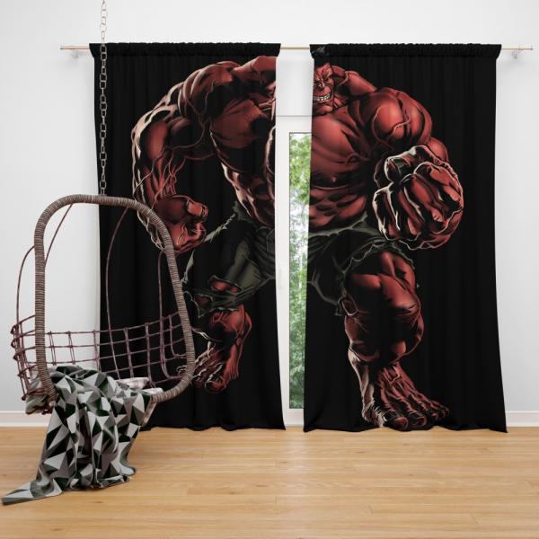 Marvel Comics Red Hulk Hulkbusters Bedroom Window Curtain