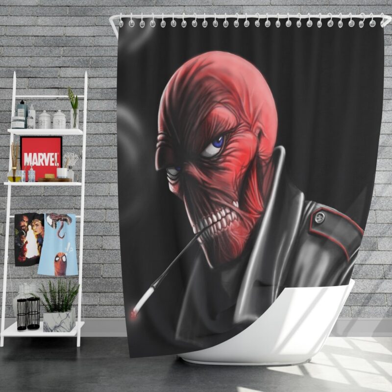 Red Skull Nazi Germany HYDRA Marvel Comics Shower Curtain
