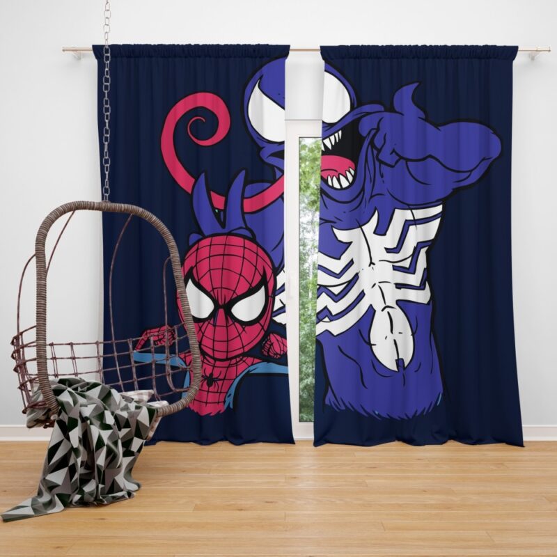 Spider Man & Venom Marvel MCU Artwork Bedroom Window Curtain