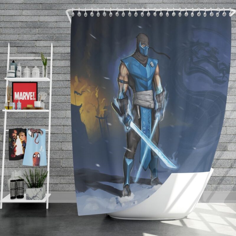 Sub Zero Sword Warrior Mortal Kombat Video Game Shower Curtain