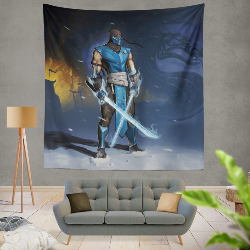 Sub Zero Sword Warrior Mortal Kombat Video Game Wall Hanging Tapestry