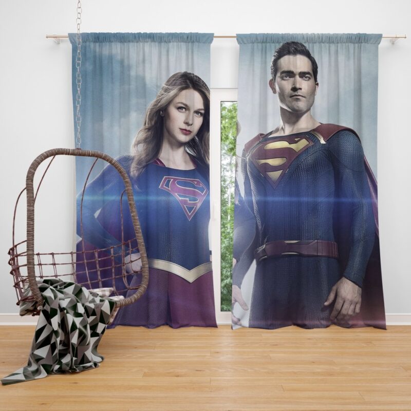 Supergirl and Superman Melissa Benoist Tyler Hoechlin Curtain