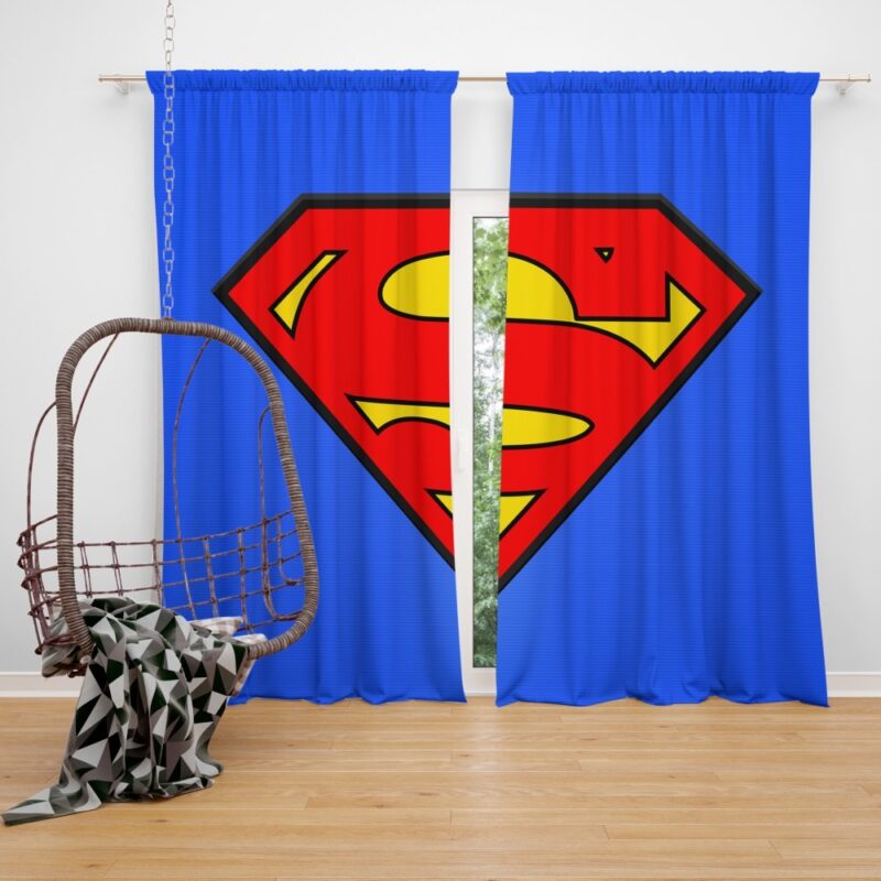 Superman Logo DC Comics Justice League Bedroom Window Curtain