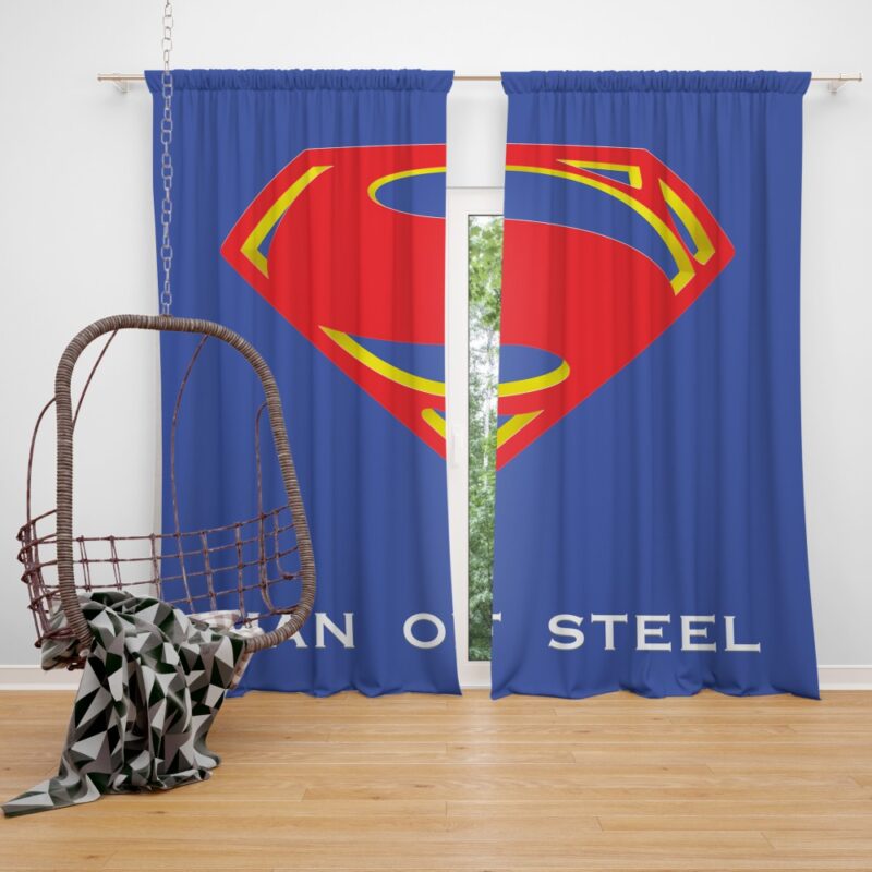 Superman Logo in Man Of Steel Movie Bedroom Window Curtain