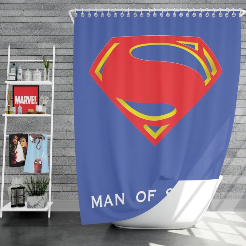 Superman Logo in Man Of Steel Movie Shower Curtain