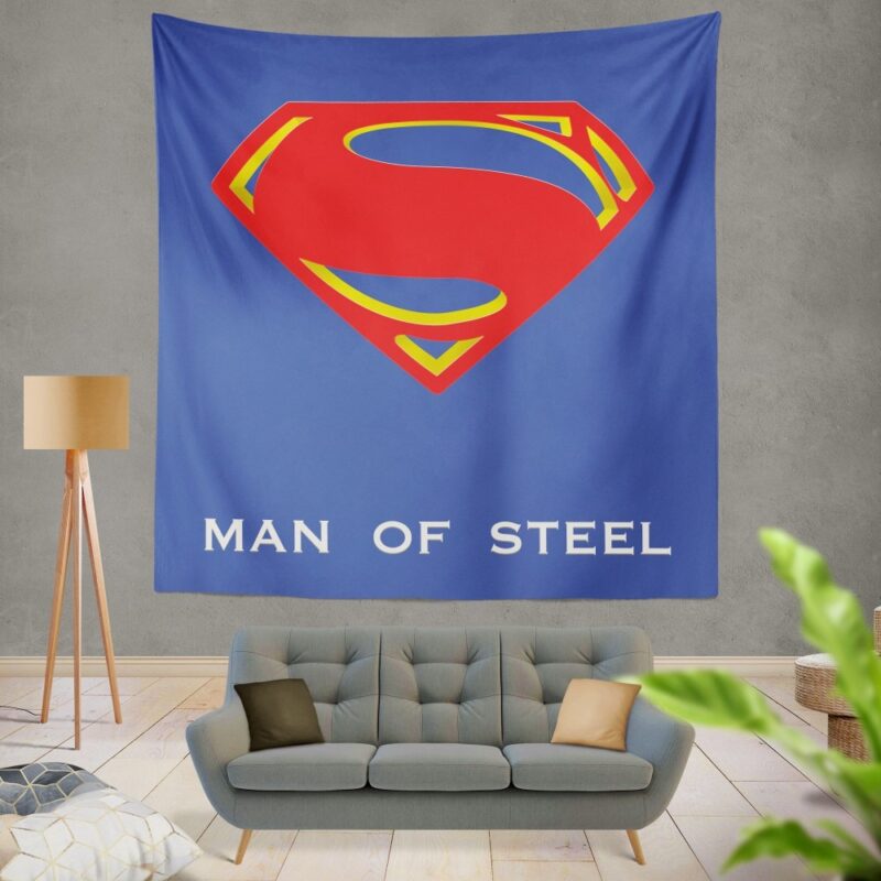Superman Logo in Man Of Steel Movie Wall Hanging Tapestry